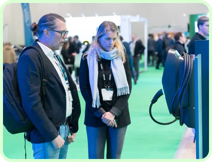 Visitors at an exhibition stand